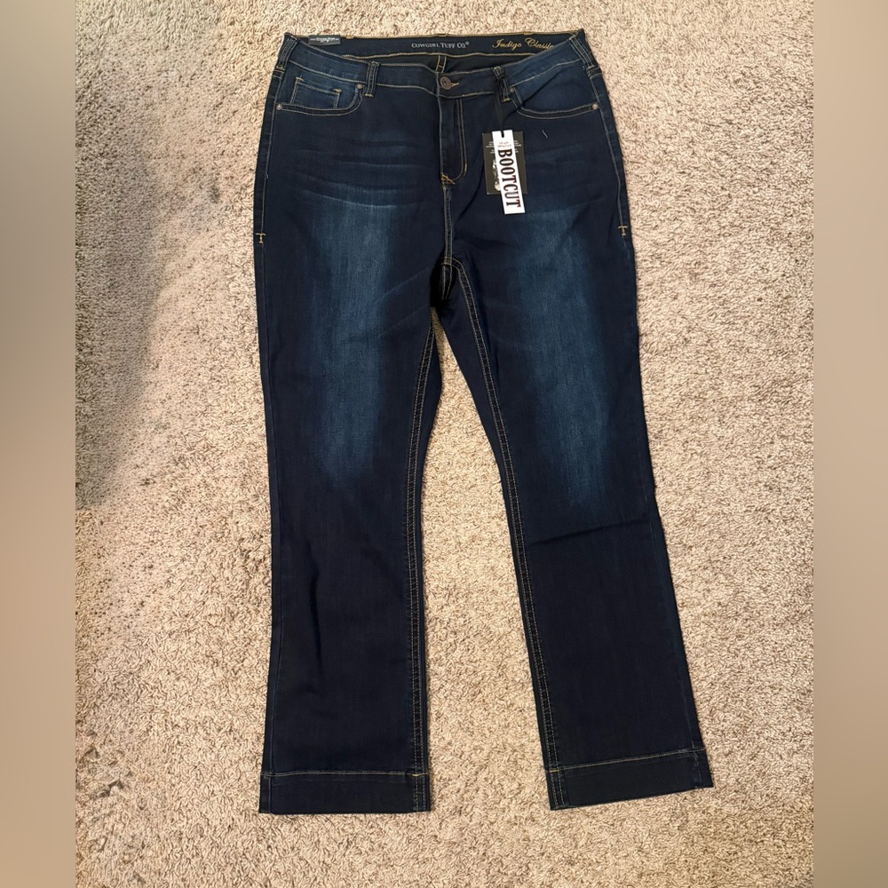 Cowgirl Tuff Dark Indigo Boot Cut Jeans High Waist